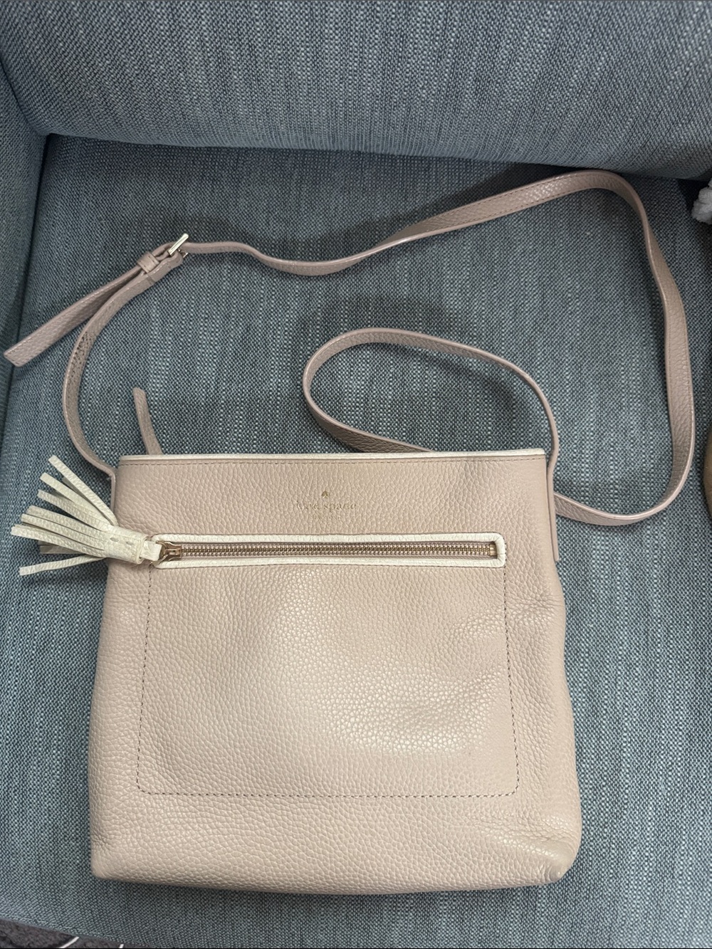 kate spade Pale Pink Pebbled Leather Crossbody with Tassel